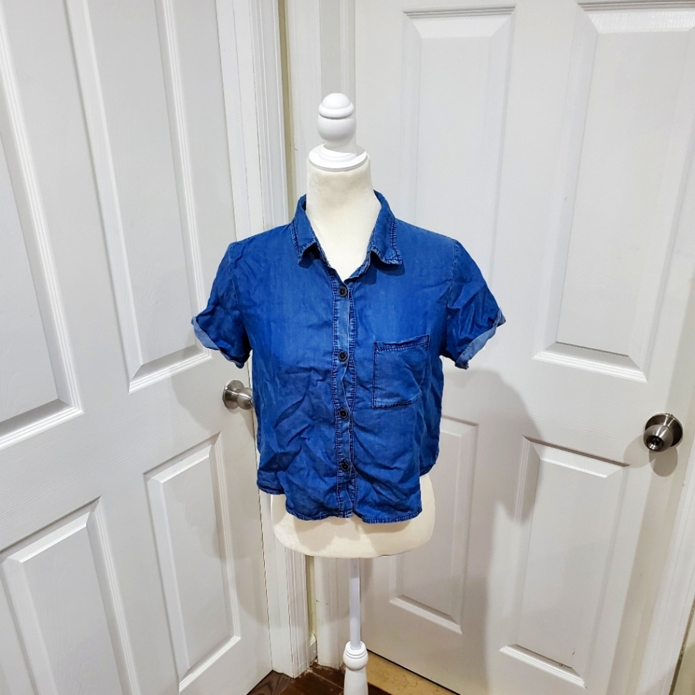 AEO Don't Ask Why Denim Crop Top